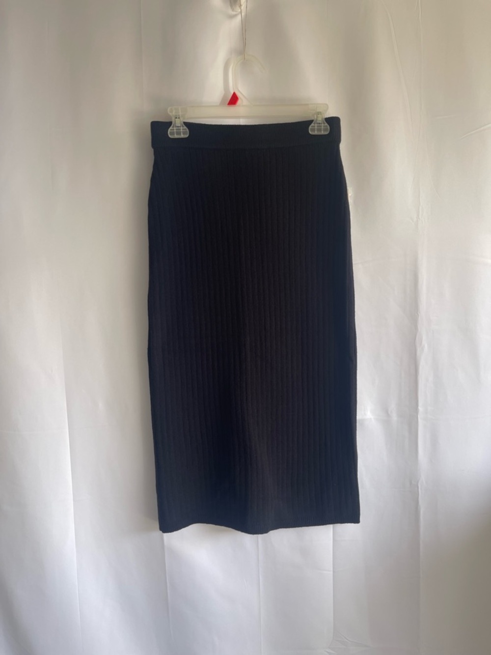 Anthropologie Black Ribbed High-Low Midi Skirt - Picture 2 of 6